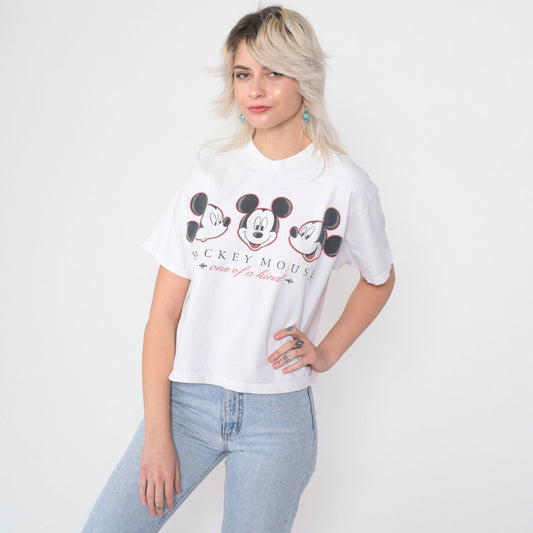90s Mickey Mouse Graphic T-Shirt Jerry Leigh Cotton Crop Tee Medium