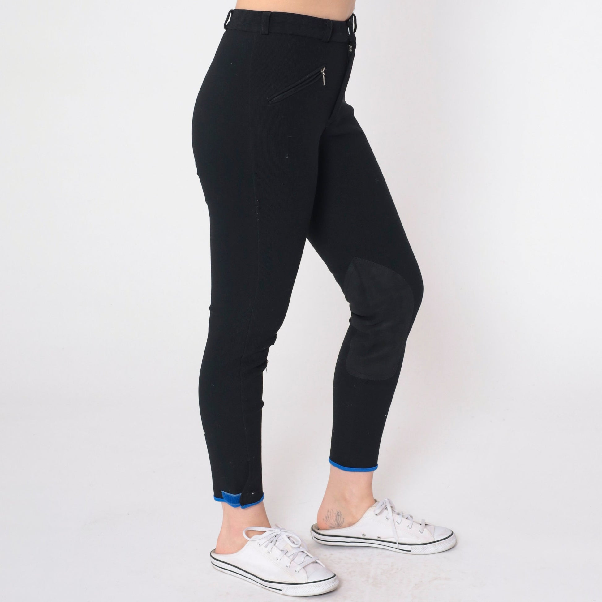 90s Euro-Star Black Riding Breeches High Waist Slim Ankle Equestrian Extra Small