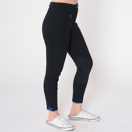 90s Euro-Star Black Riding Breeches High Waist Slim Ankle Equestrian Extra Small