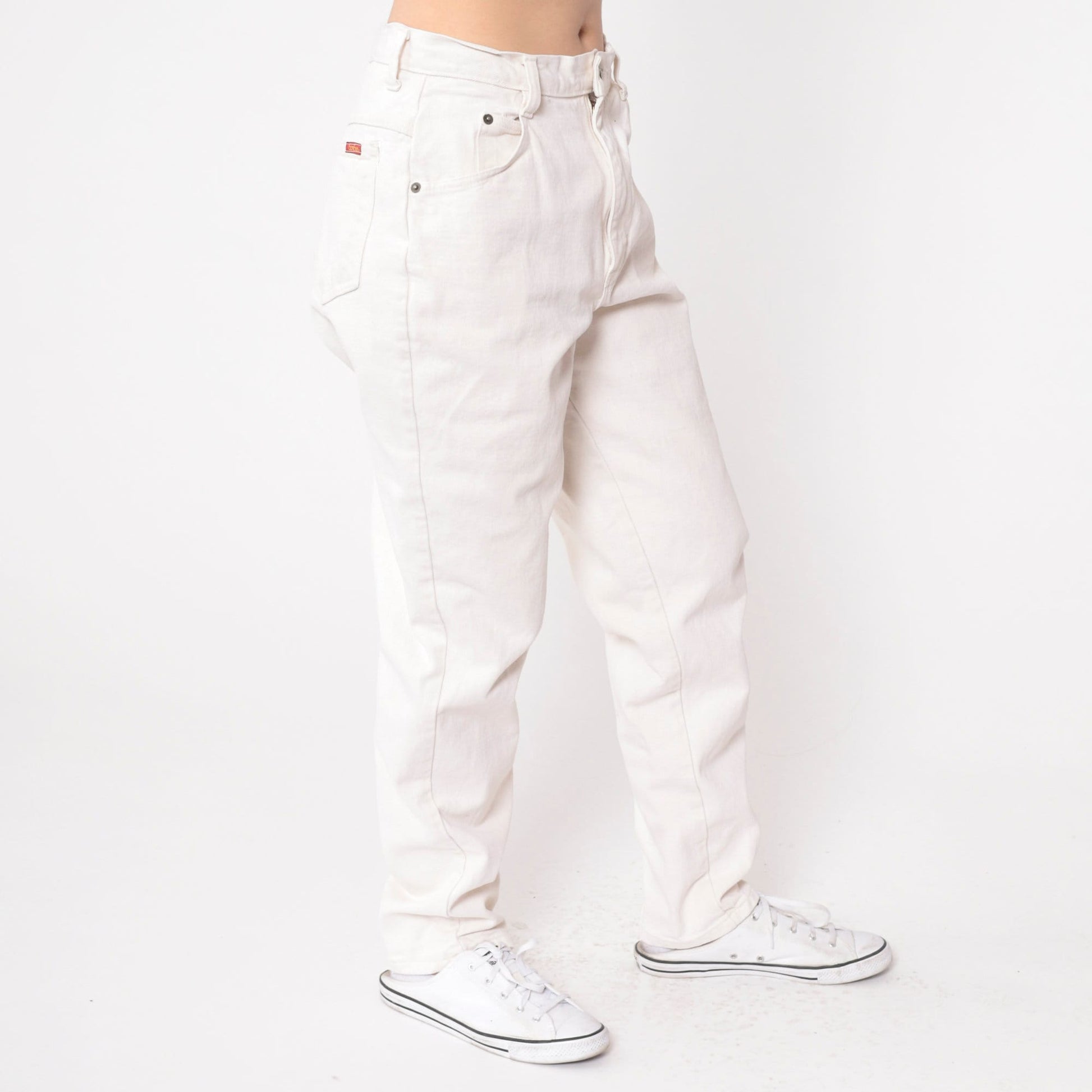 90s Bonjour White Tapered Mom Jeans High Waist Denim Medium