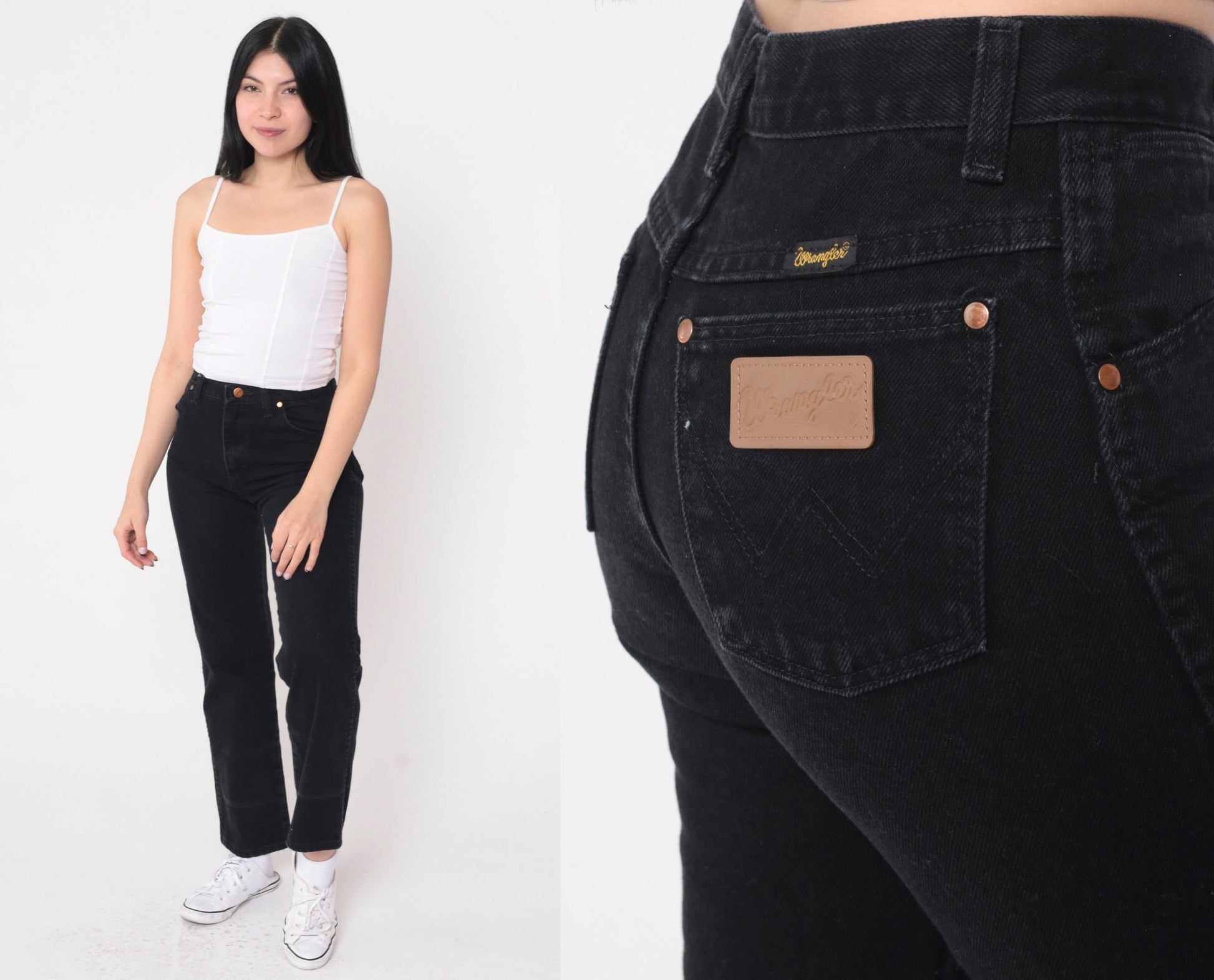 90s Wrangler Black Straight Leg Denim Jeans Mid Rise Extra Small
