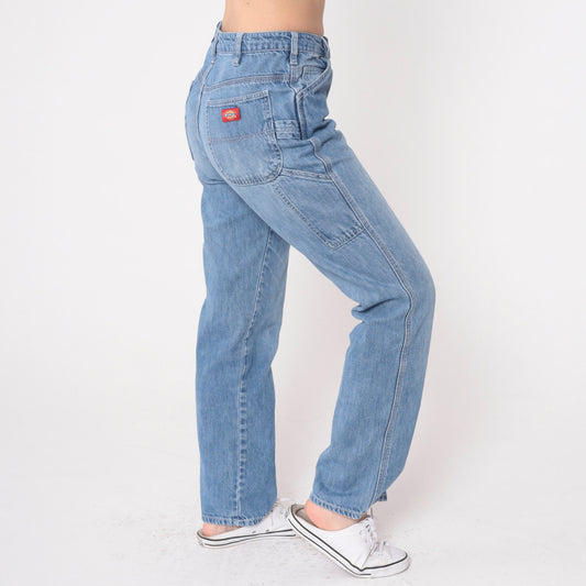 Dickies Y2K Carpenter Jeans Blue Denim Low Rise Straight Leg Extra Small