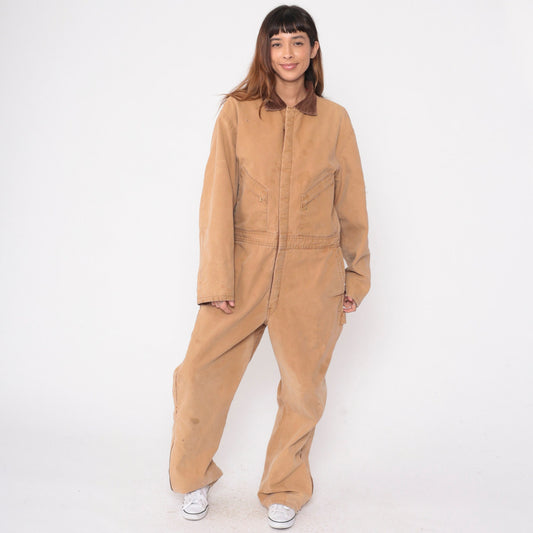 90s Walls Zero Zone Insulated Coveralls Tan Corduroy Workwear Jumpsuit Large