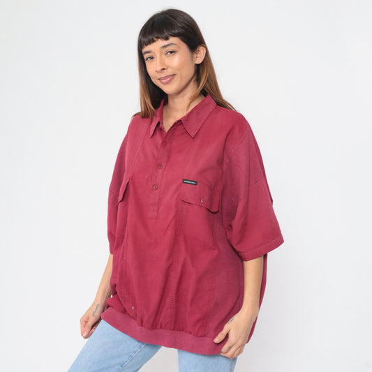 Members Only 80s Red Polo Shirt Banded Hem Short Sleeve XXL