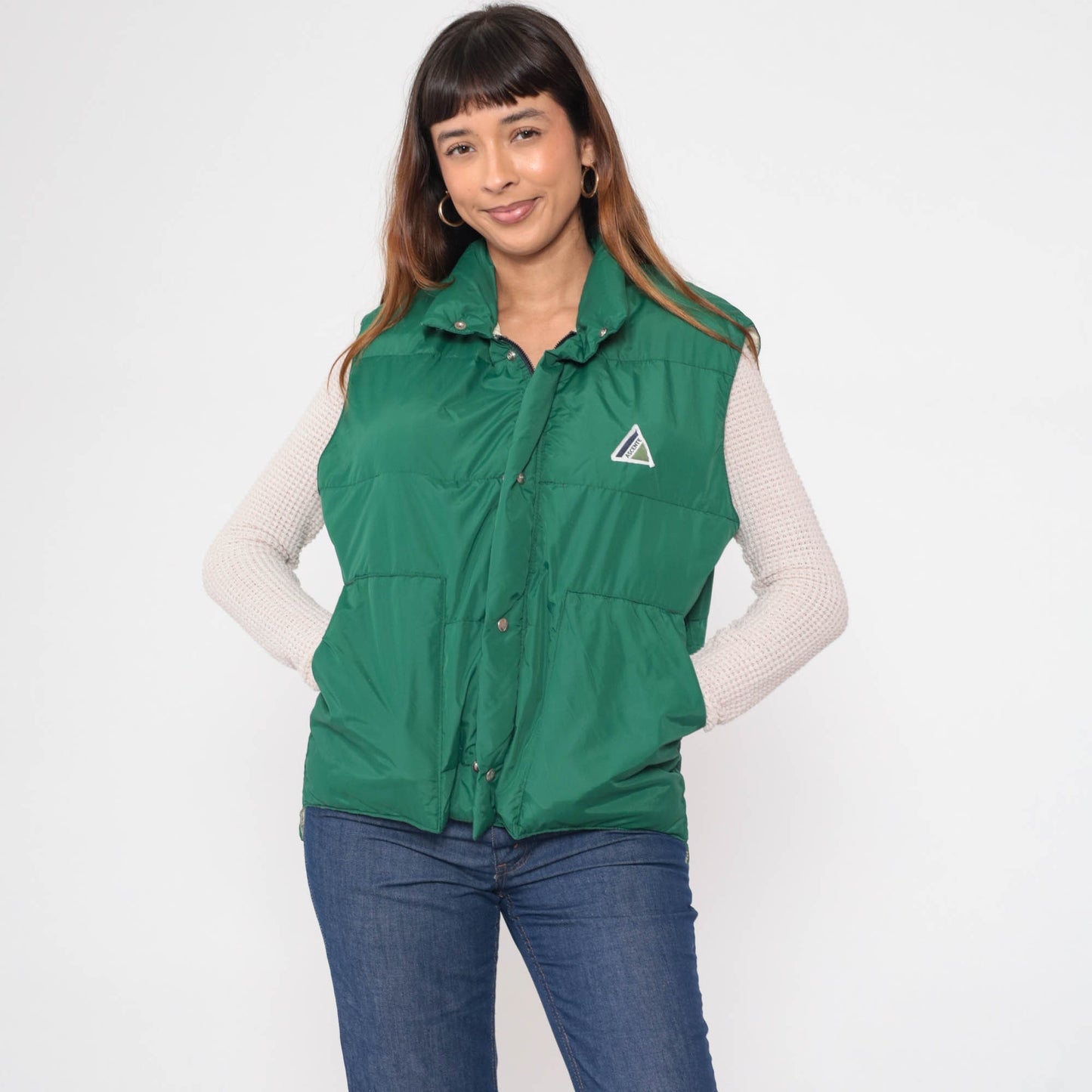 80s Ascente Green Goose Down Puffer Vest Sleeveless Winter Medium