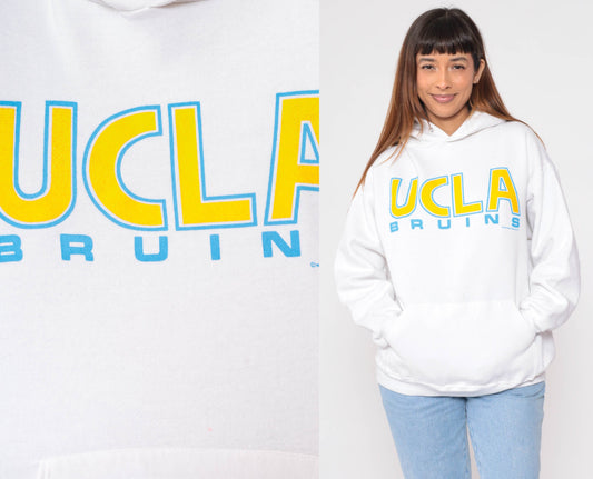 90s UCLA Bruins Hoodie Sweatshirt White Graphic College Large L