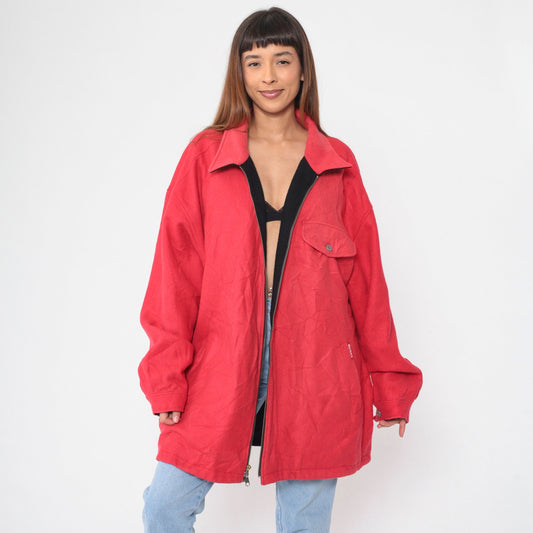 90s Marlboro Reversible Windbreaker Jacket Black Red Wool XXL