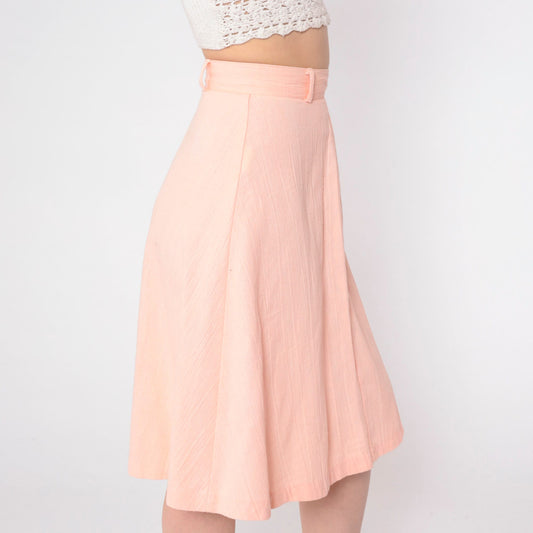 80s Baby Pink A-Line Mini Skirt High Waist Small