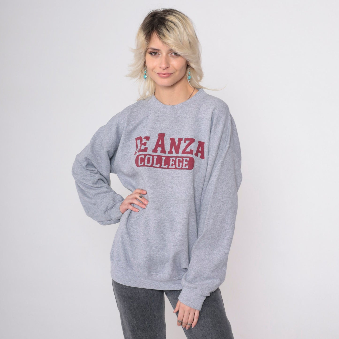 90s De Anza College Sweatshirt Cupertino California Grey Crewneck Large L