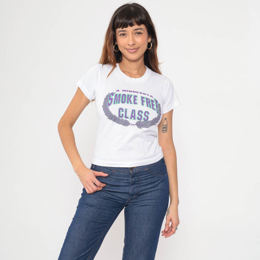 90s Minnesota Smoke Free Class Graphic T-Shirt White Single Stitch XXS