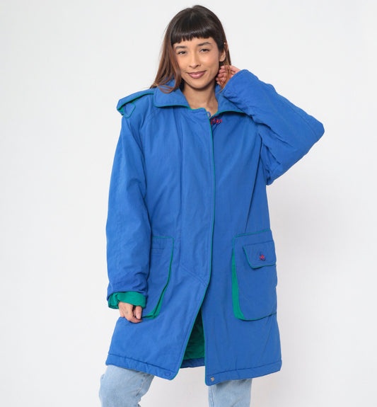 80s Blue Quilted Lining Jacket Storm Shield Epaulette Medium