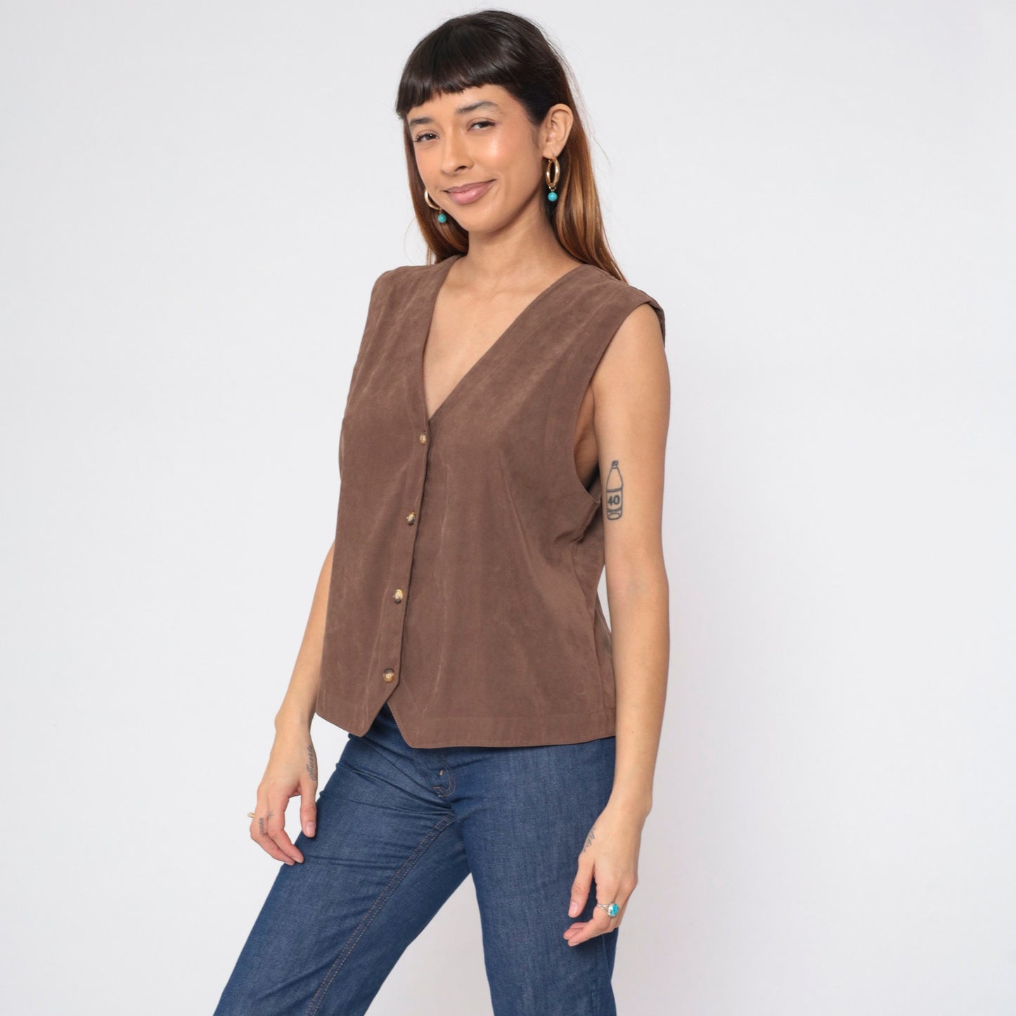 90s Orvis Brown Button-Up Vest Tank Top Large