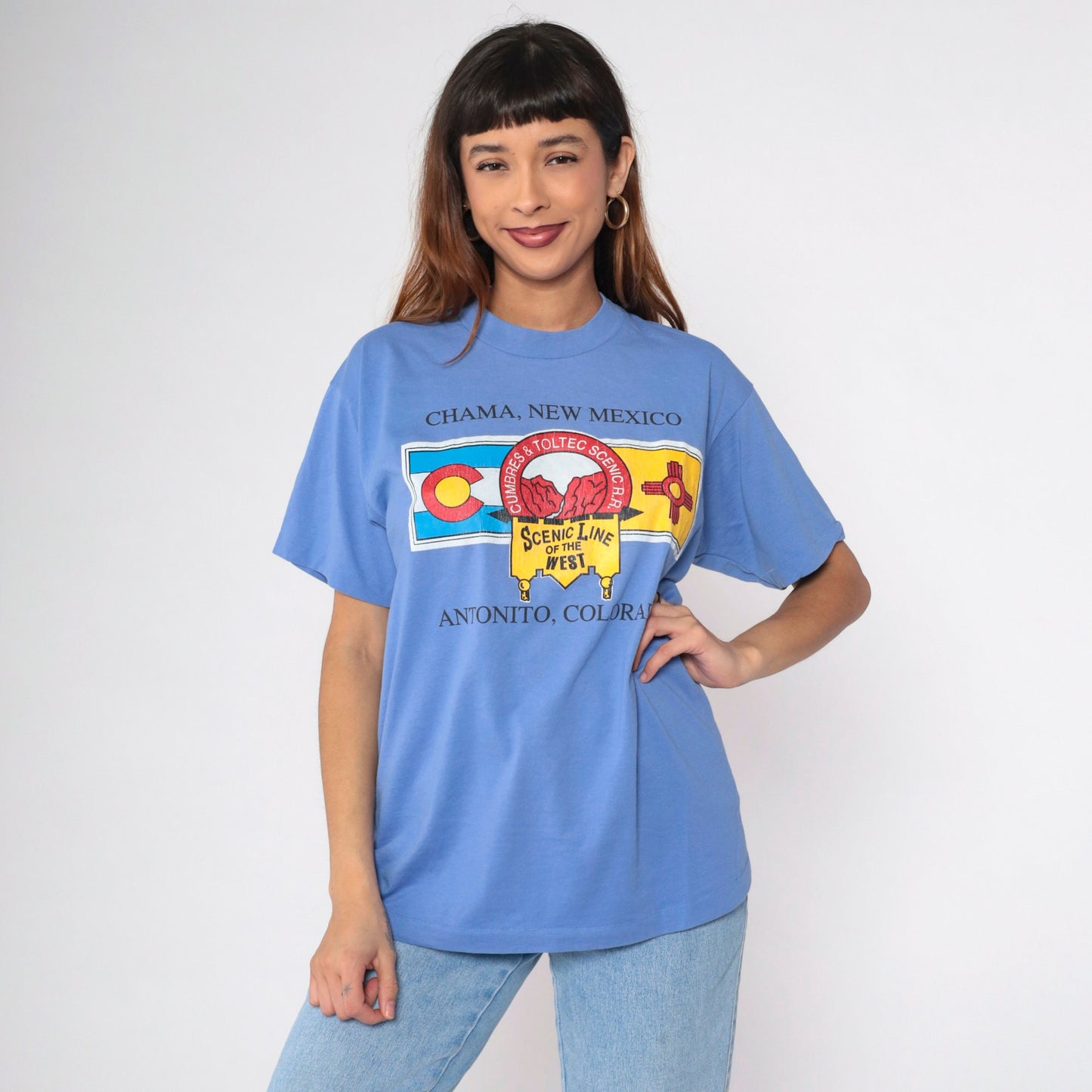 90s Cumbres & Toltec Railway Graphic T-Shirt Train Chama New Mexico Large L