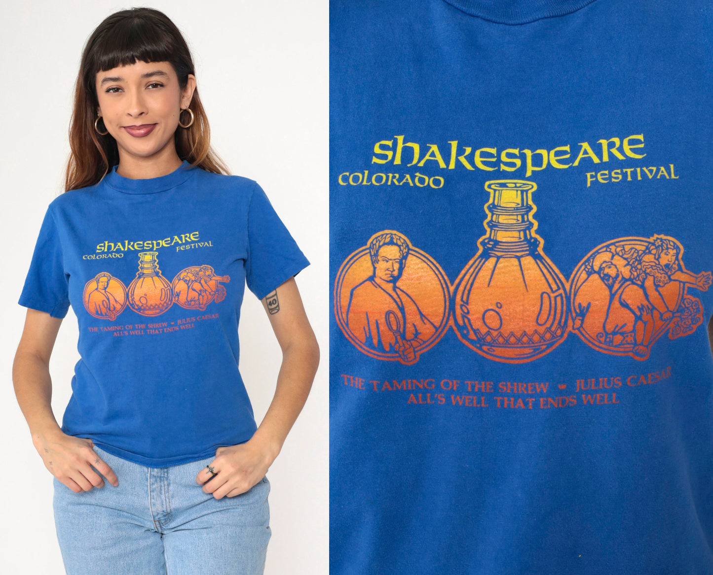 80s Colorado Shakespeare Festival Graphic T-Shirt Blue Cotton Small