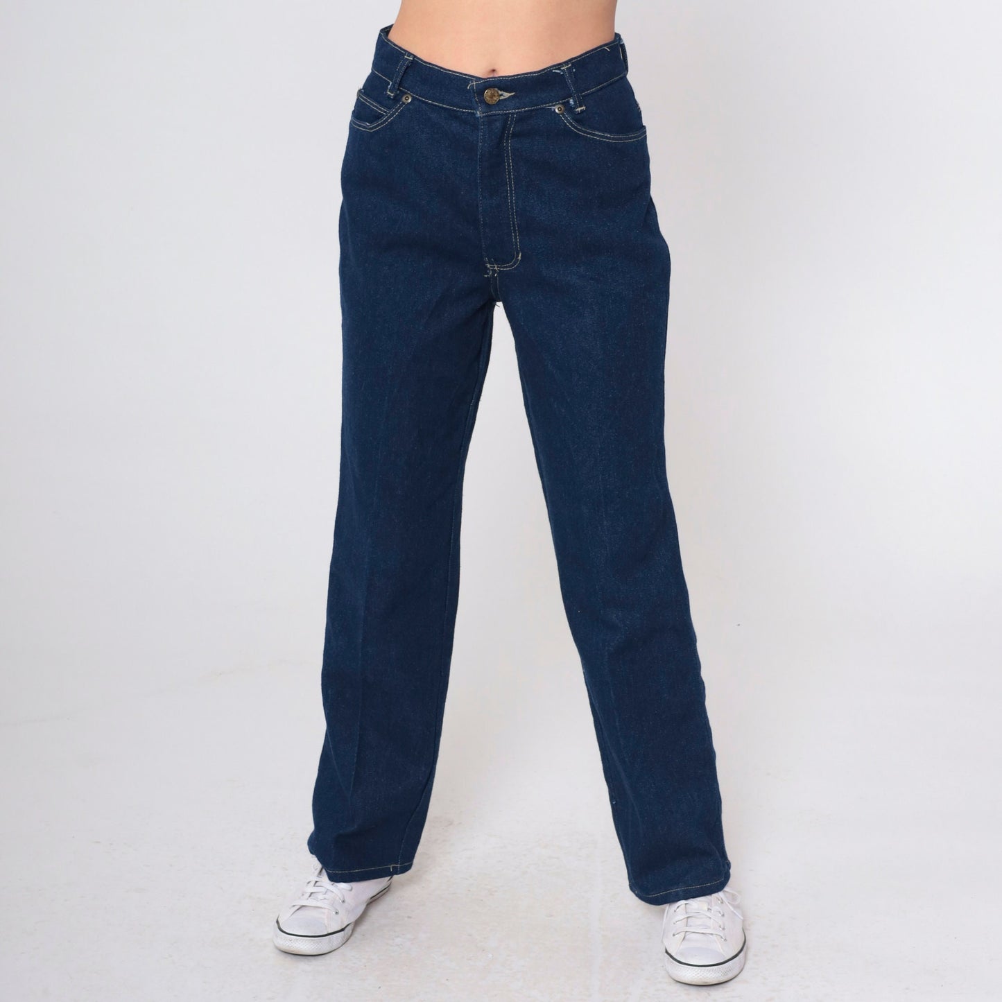 90s Dark Wash High-Rise Straight Leg Jeans Petite Small