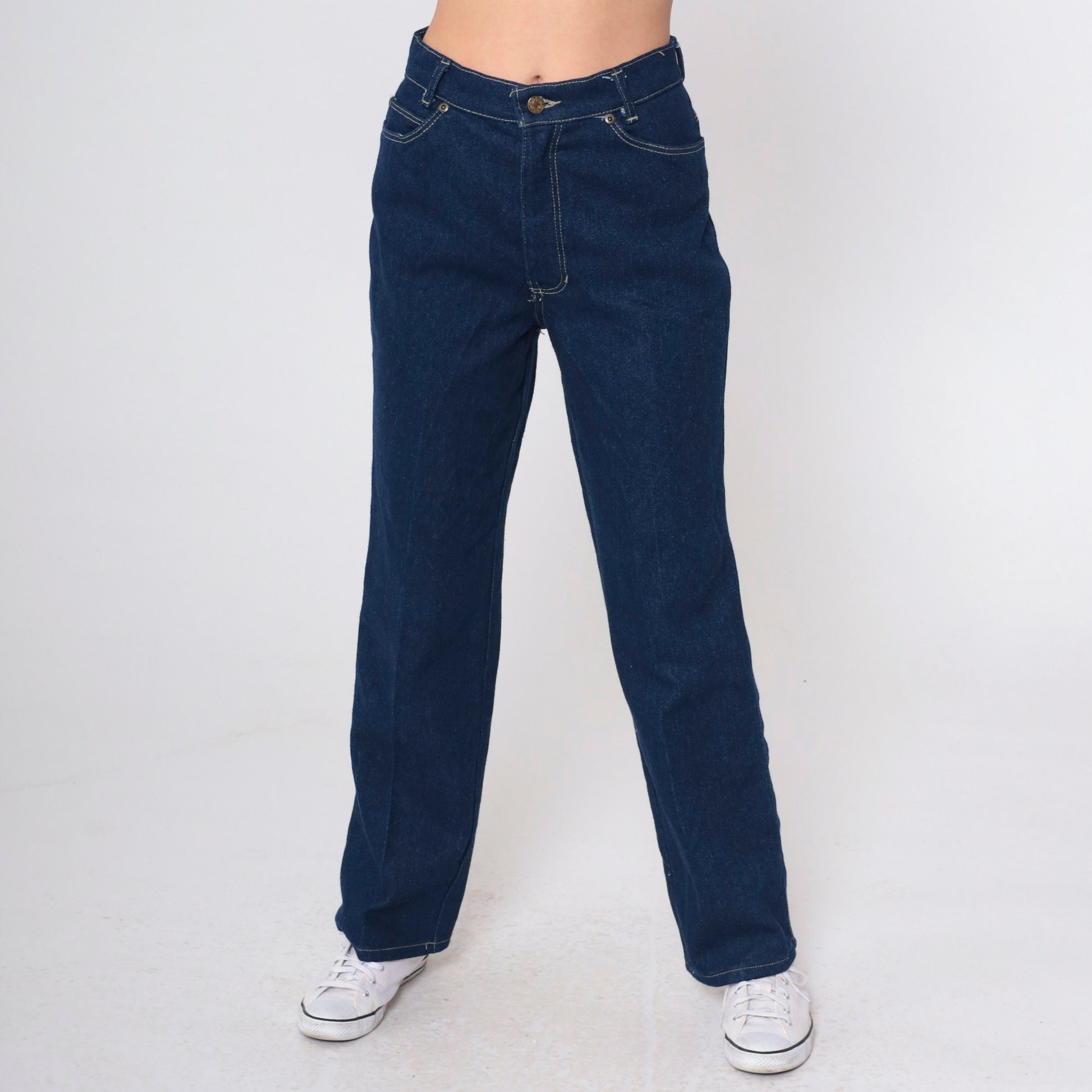 90s Dark Wash High-Rise Straight Leg Jeans Petite Small
