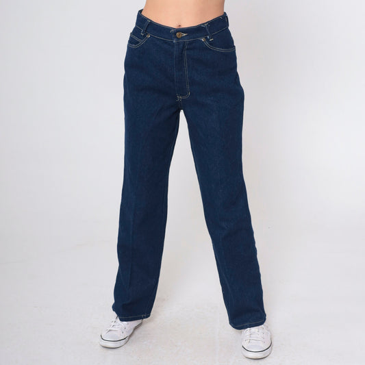 90s Dark Wash High-Rise Straight Leg Jeans Petite Small