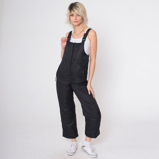 90s Athletech Black Ski Pants Suspender Straps Youth Large