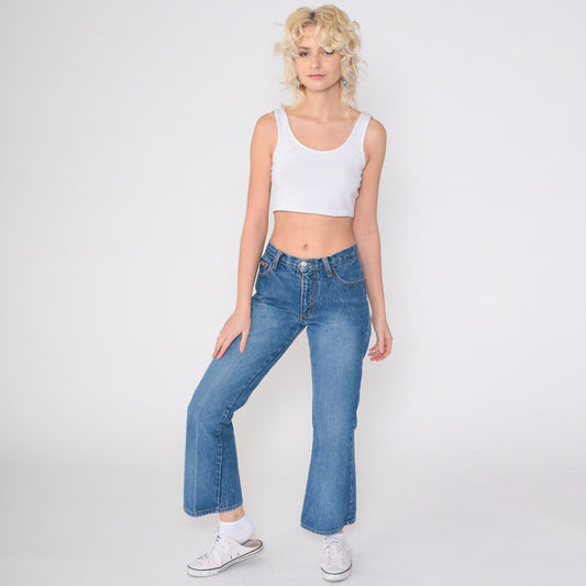 00s Hot & The Gang Flared Jeans Mid Rise Medium Wash Denim Small 3
