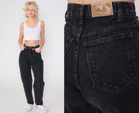 90s Hunt Club Black High-Waisted Tapered Jeans Small 6