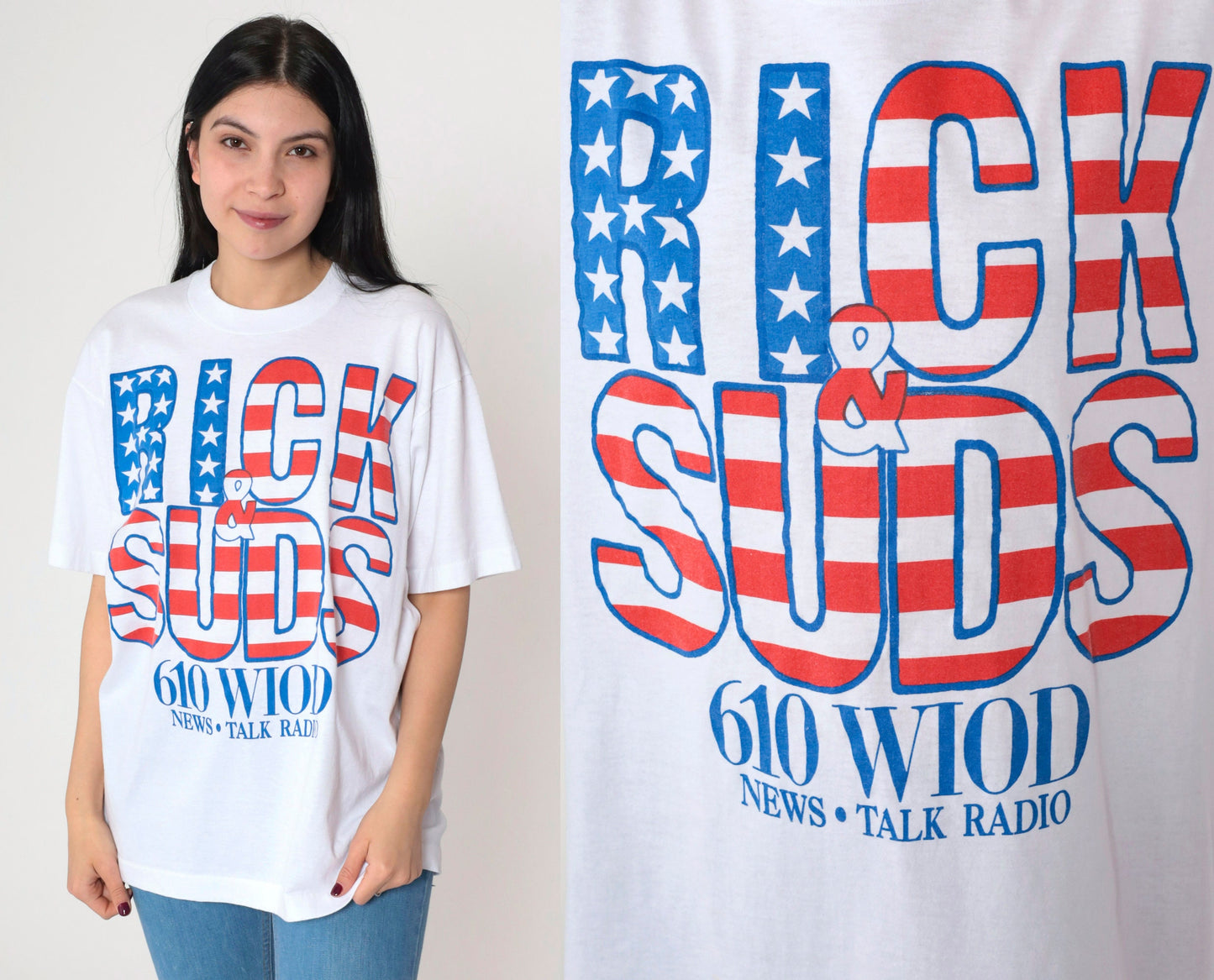 90s Rick & Suds 610 WIOD Radio Graphic T-Shirt South Florida Large L