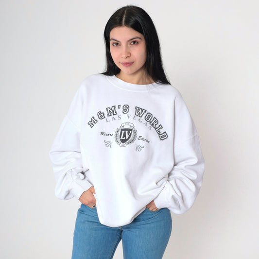 90s M&Ms World Las Vegas Sweatshirt White Crewneck Extra Large XXL