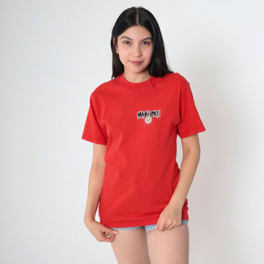 00s Waikiki Beach Hawaii Graphic T-Shirt Red Cotton Tee Small S