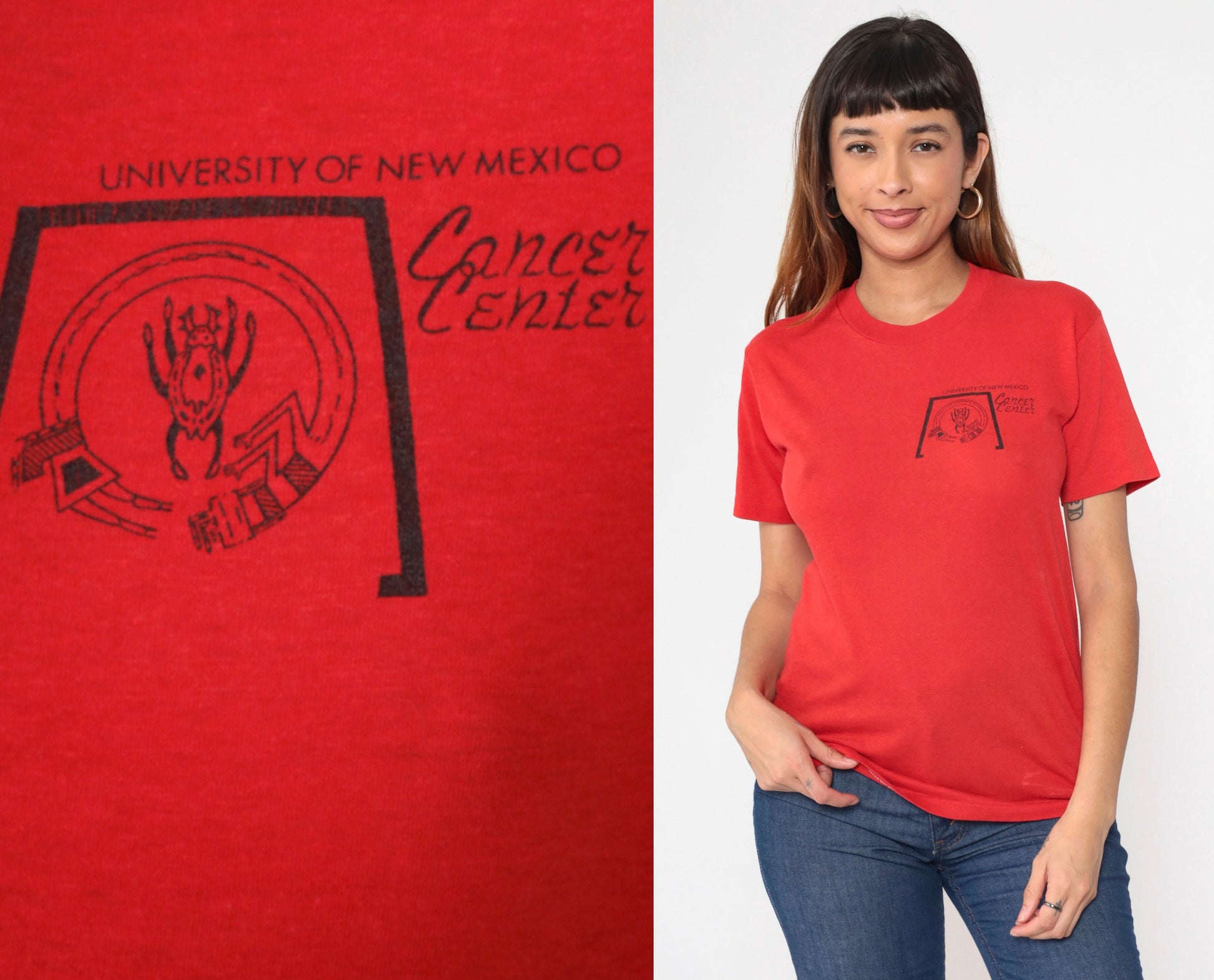 80s University of New Mexico Cancer Center Graphic Tee Red Single Stitch Small