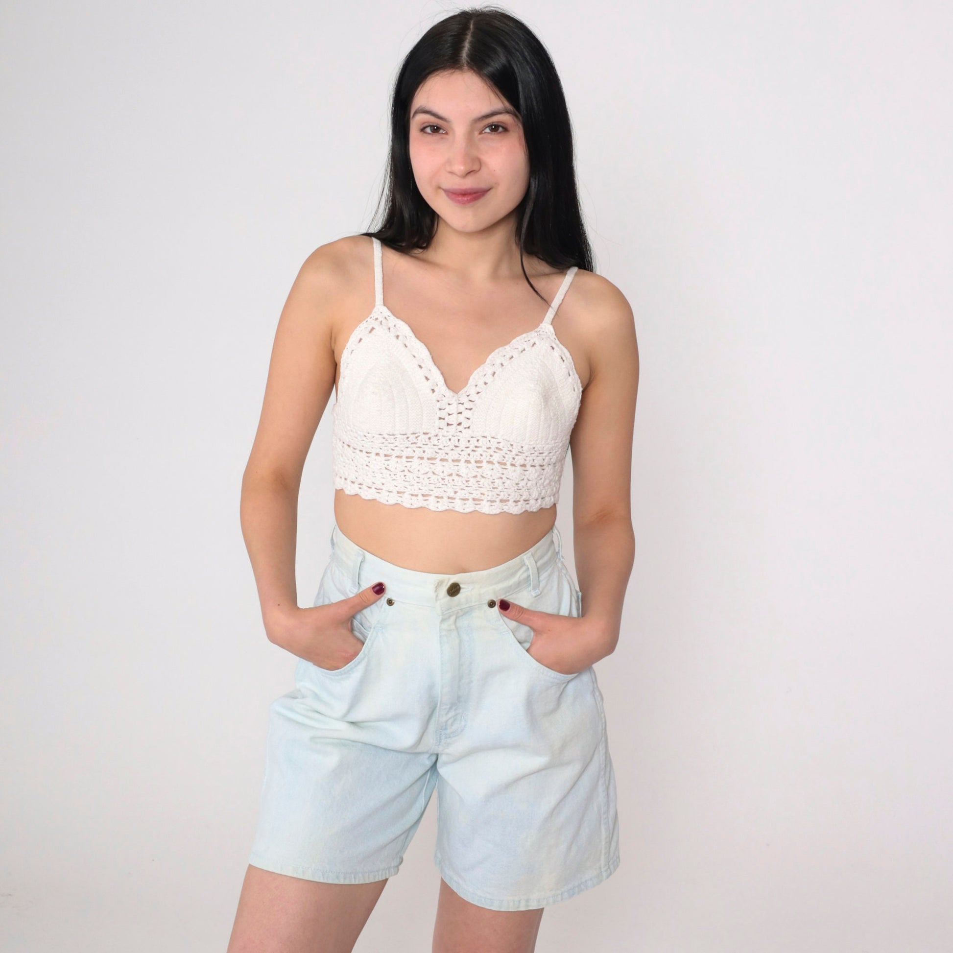 90s Light Wash Denim Shorts High Rise Jean Shorts Stone Wash Small 26