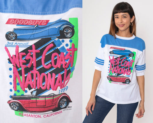 80s Hot Rod Ringer Tee Goodguys 3rd Annual West Coast Nationals Graphic Medium