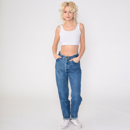 90s Lee High Waisted Straight Leg Jeans Medium Blue Button Fly Medium