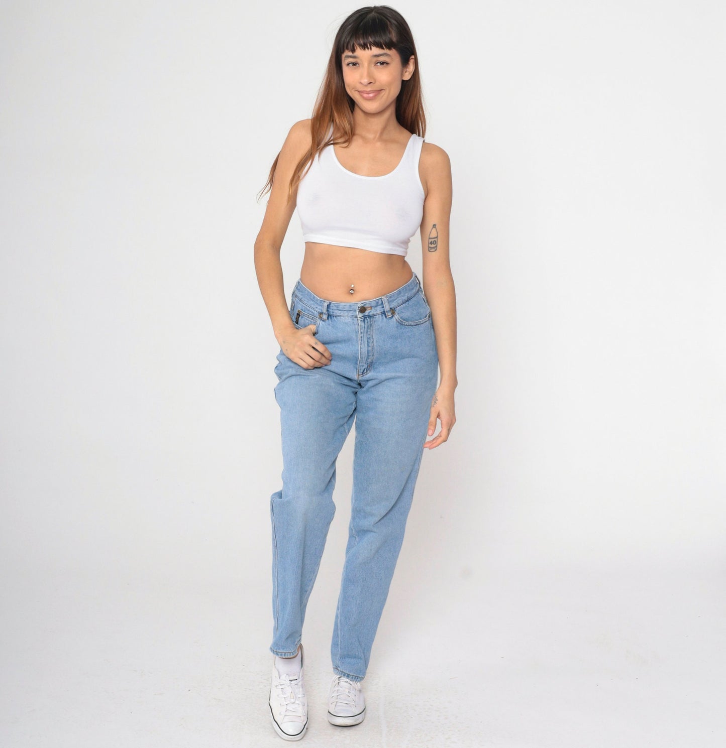 90s DKNY In Women We Trust High Waisted Mom Jeans Blue Tapered Large 12