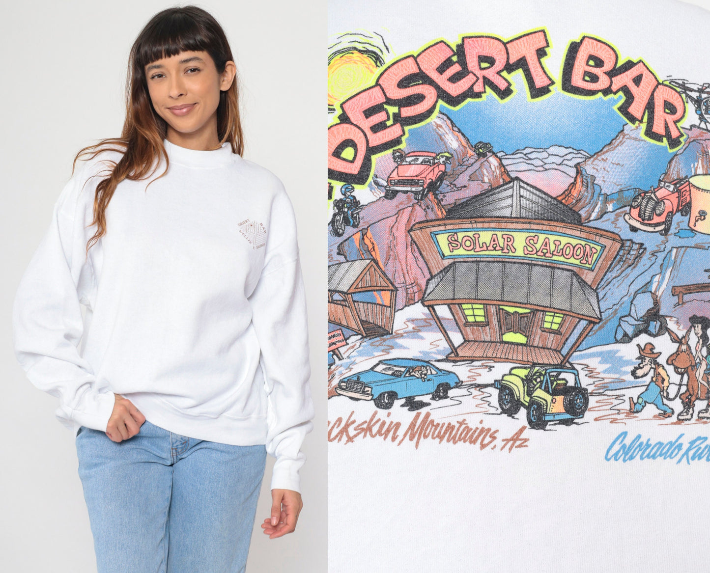 90s Nellie E Saloon Parker Arizona Graphic Sweatshirt White Crewneck Extra Large XXL