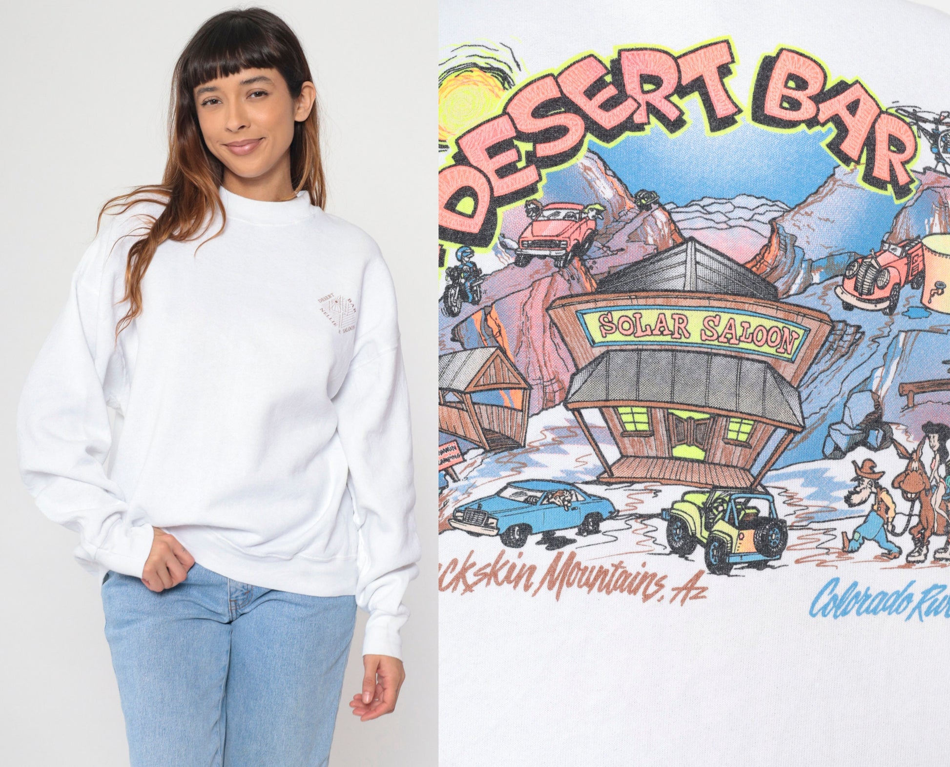 90s Nellie E Saloon Parker Arizona Graphic Sweatshirt White Crewneck Extra Large XXL