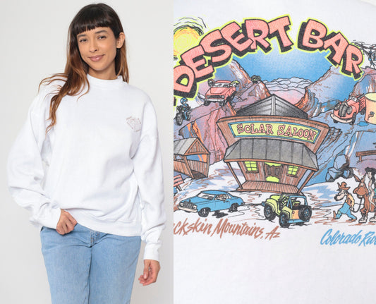 90s Nellie E Saloon Parker Arizona Graphic Sweatshirt White Crewneck Extra Large XXL