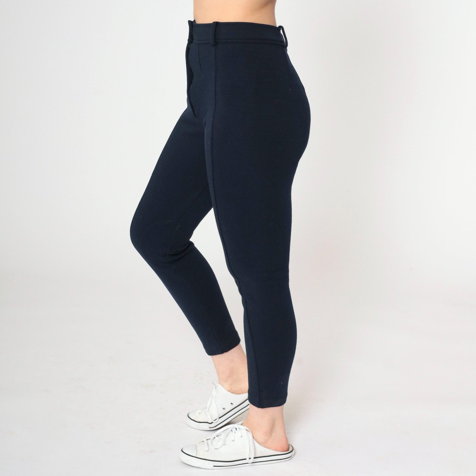 90s Bebe Black Wool High-Waist Tapered Trousers Small