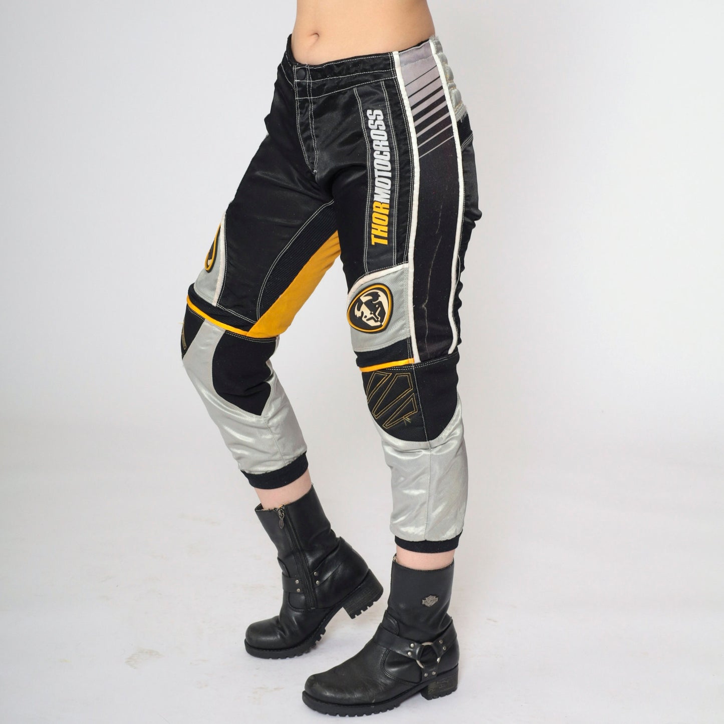 Y2K Thor Motocross Pants Black Yellow Grey Racing Kids 24