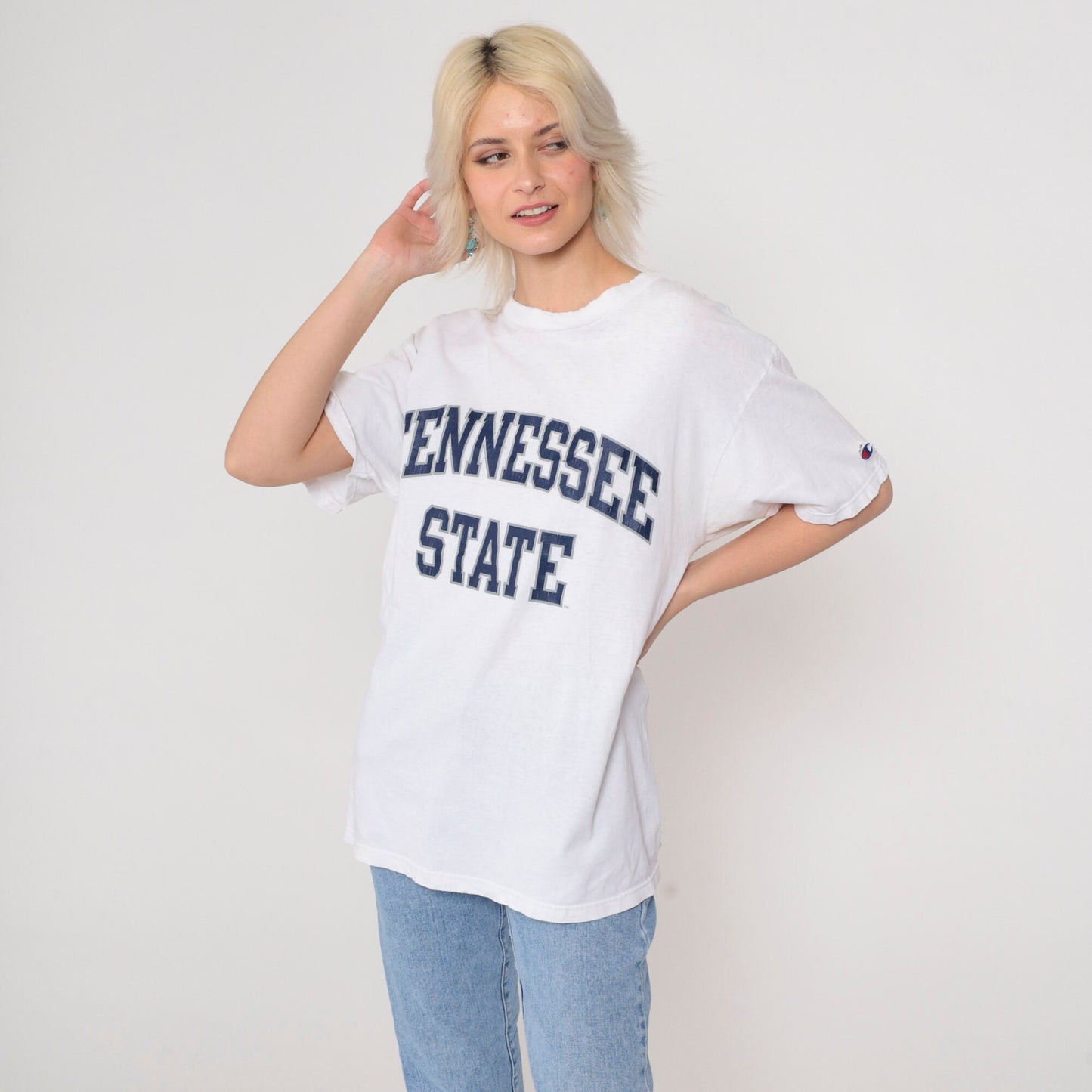 90s Tennessee State University Champion T-Shirt White Graphic Large