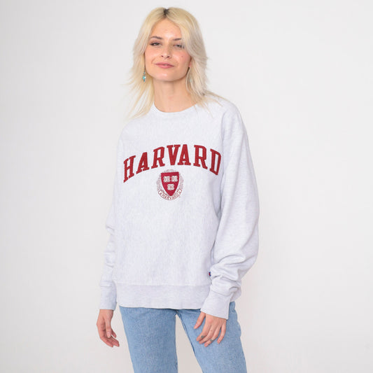 90s Champion Reverse Weave Harvard University Sweatshirt Grey Medium