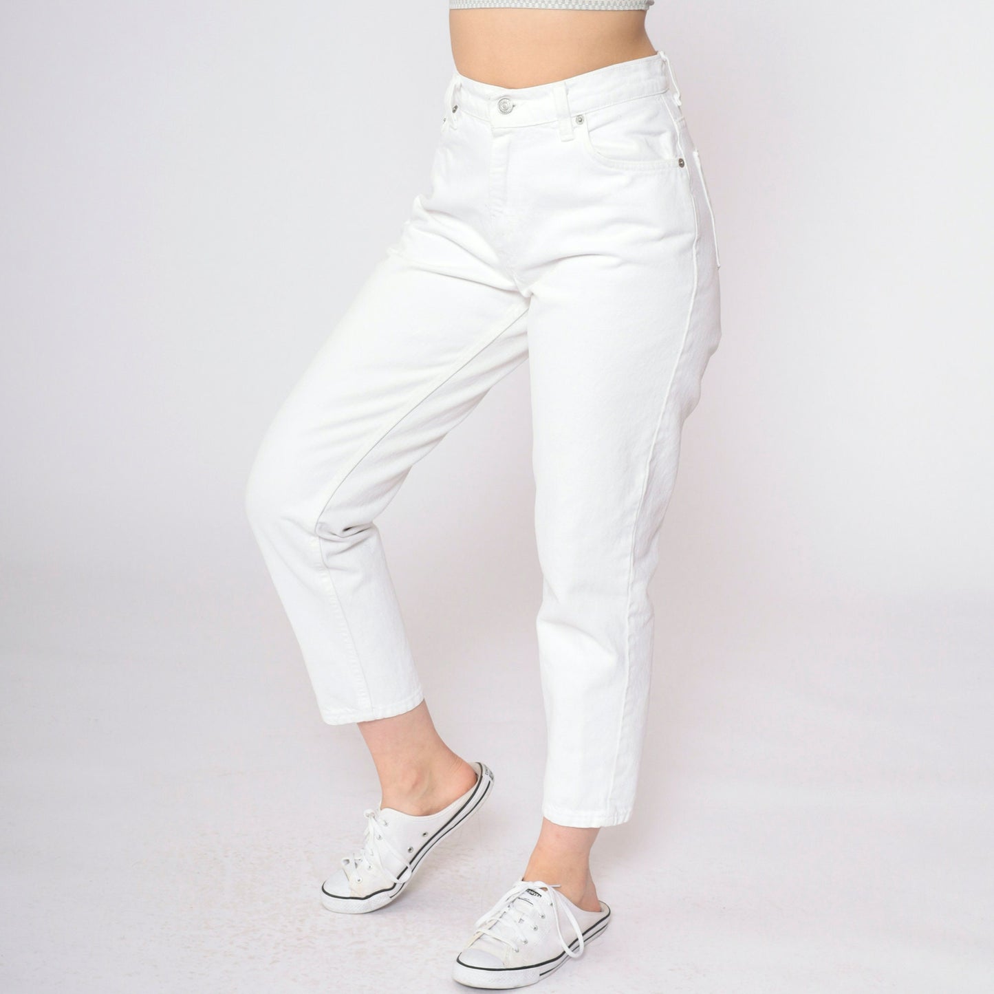 90s Levi's 550 White Denim High Rise Jeans Petite 6