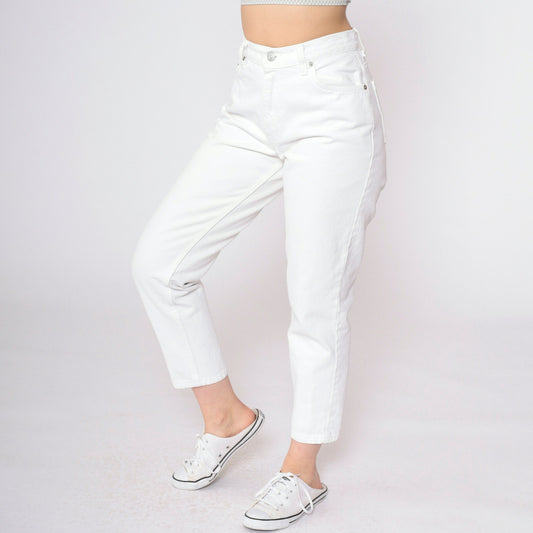 90s Levi's 550 White Denim High Rise Jeans Petite 6