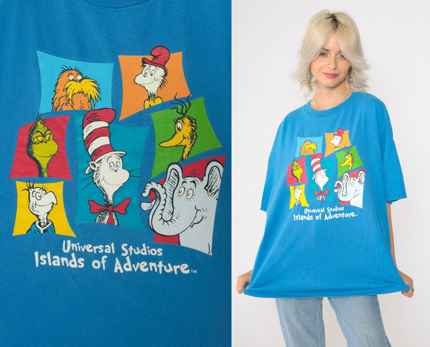 00s Seuss Landing Universal Studios Islands of Adventure Graphic Tee Blue XXL