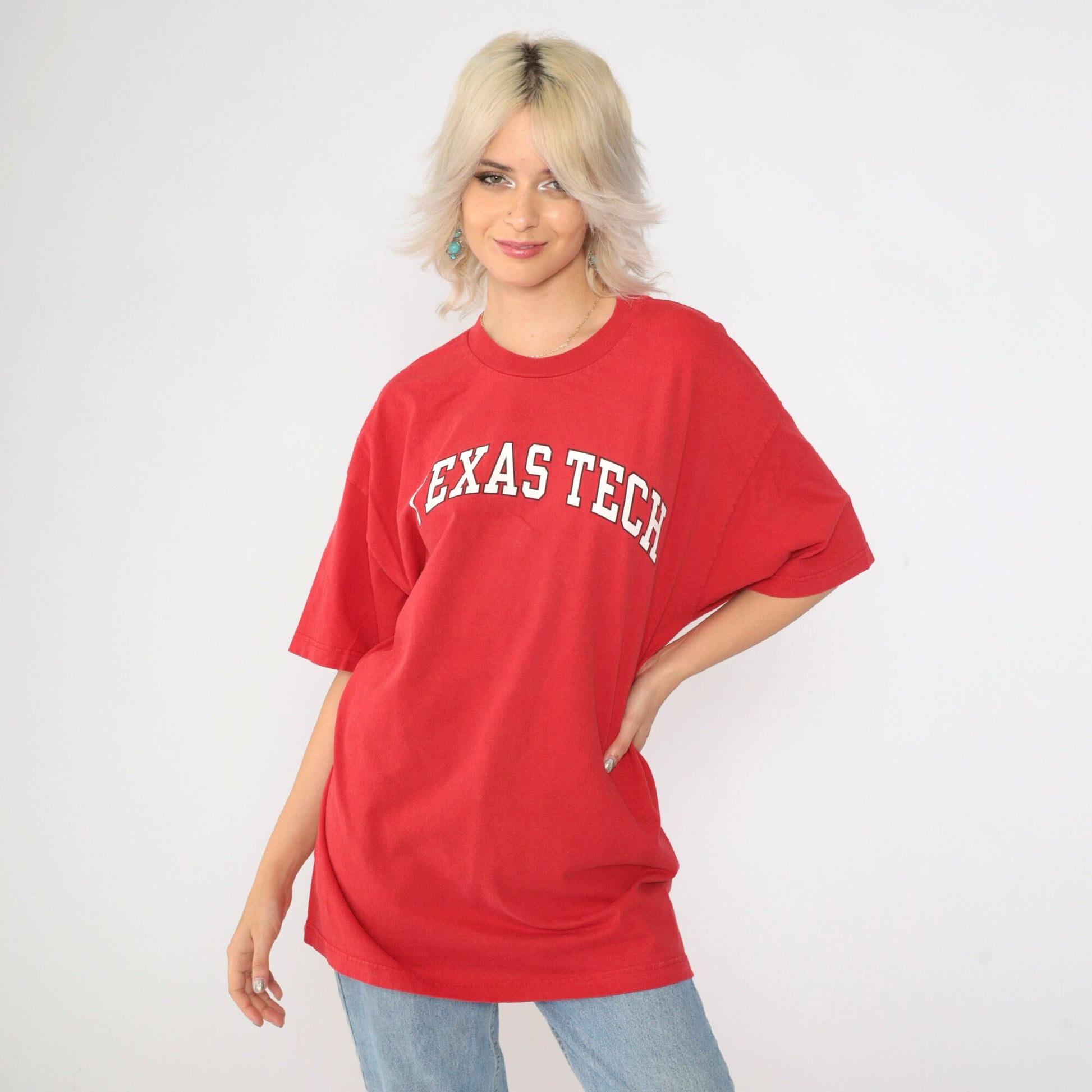 90s Texas Tech University Graphic T-Shirt Red Crewneck Extra Large XL
