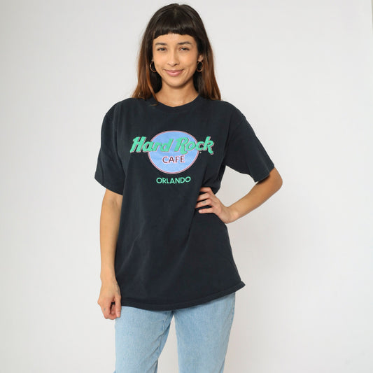90s Hard Rock Cafe Orlando Florida Graphic T-Shirt Black Cotton Large