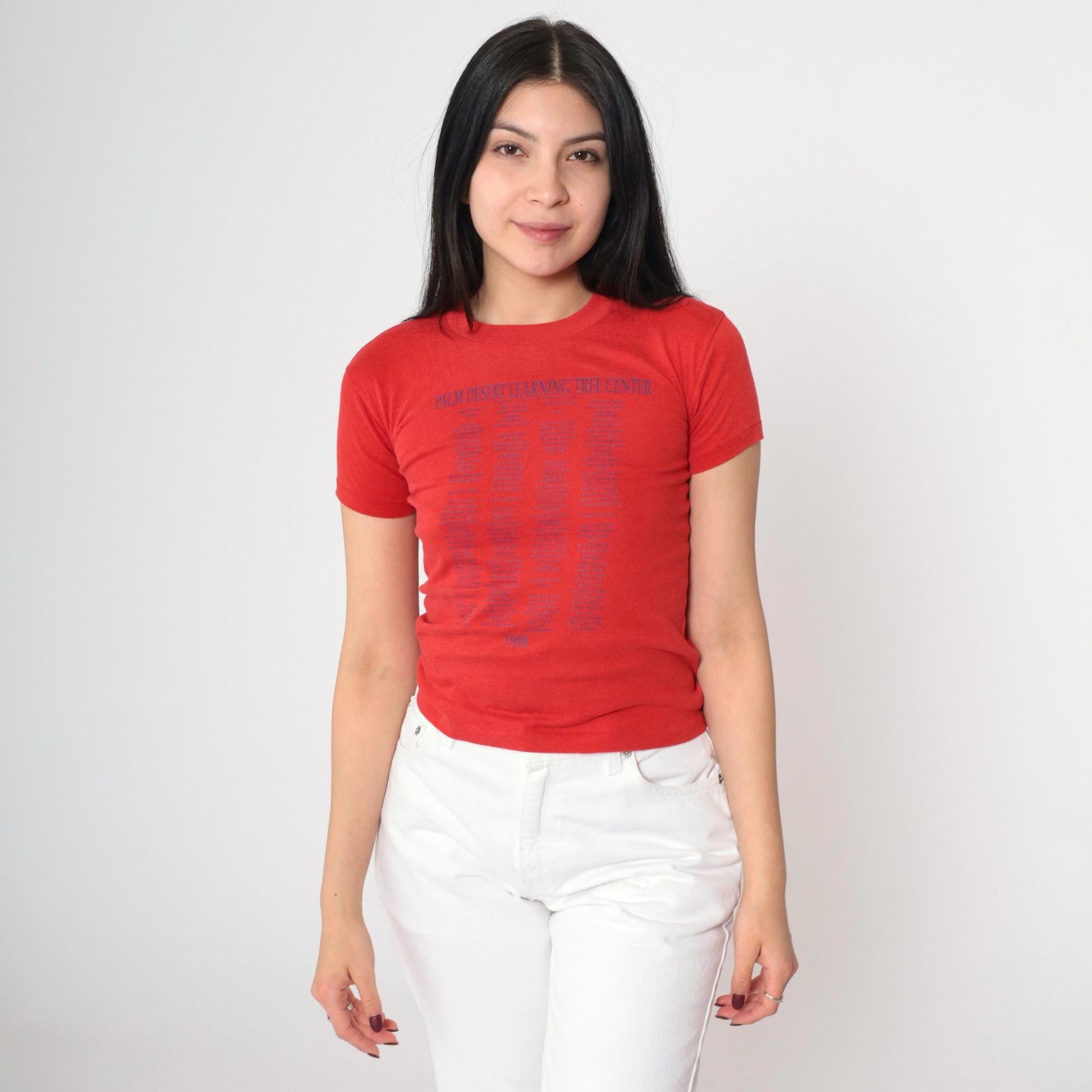 80s Palm Desert Learning Tree Center Graphic Tee Red Cotton XS