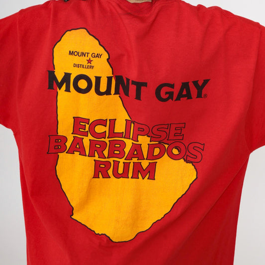 90s Mount Gay Eclipse Rum Barbados Graphic T-Shirt Red Cotton XL