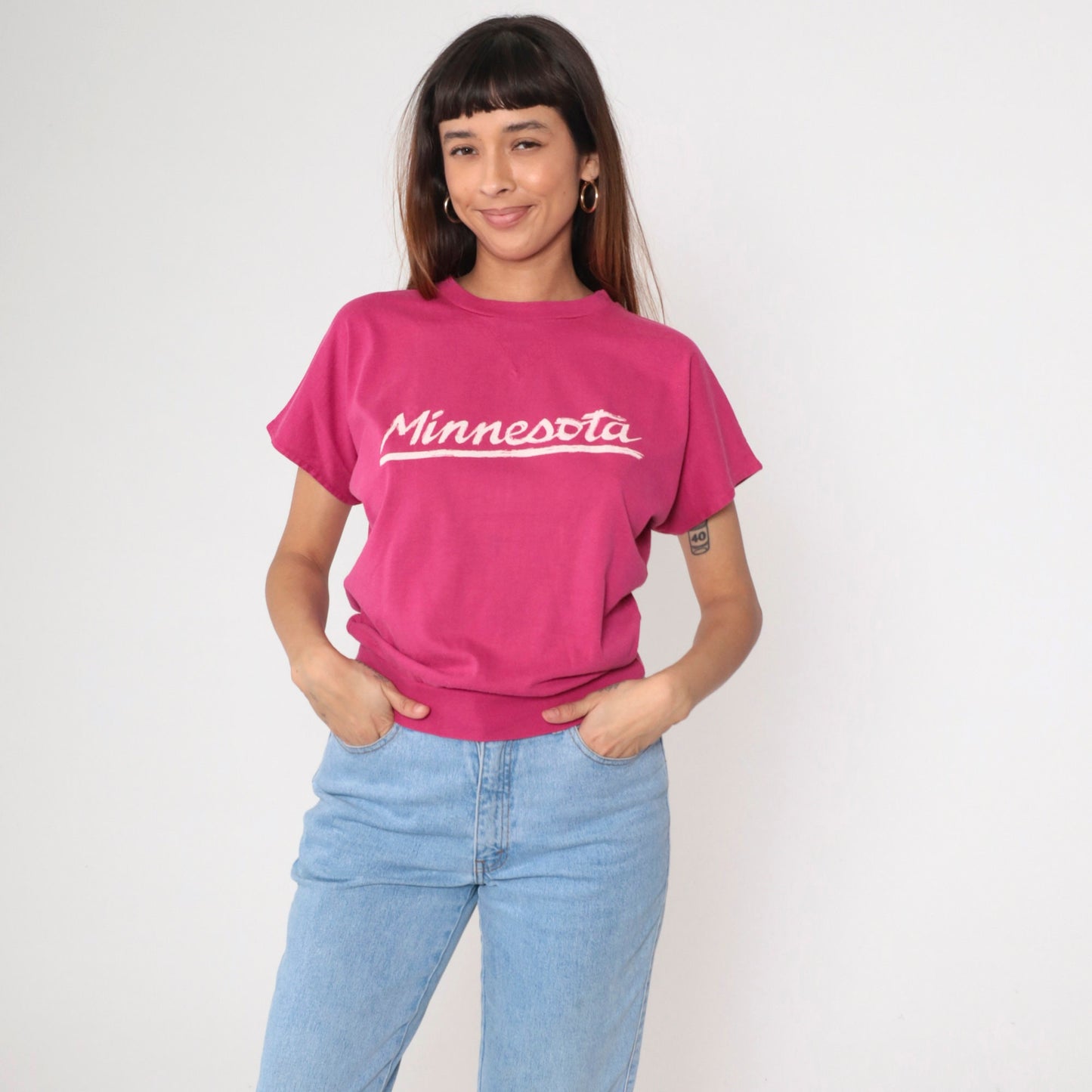80s Minnesota Collegiate Pacific Graphic T-Shirt Hot Pink Small