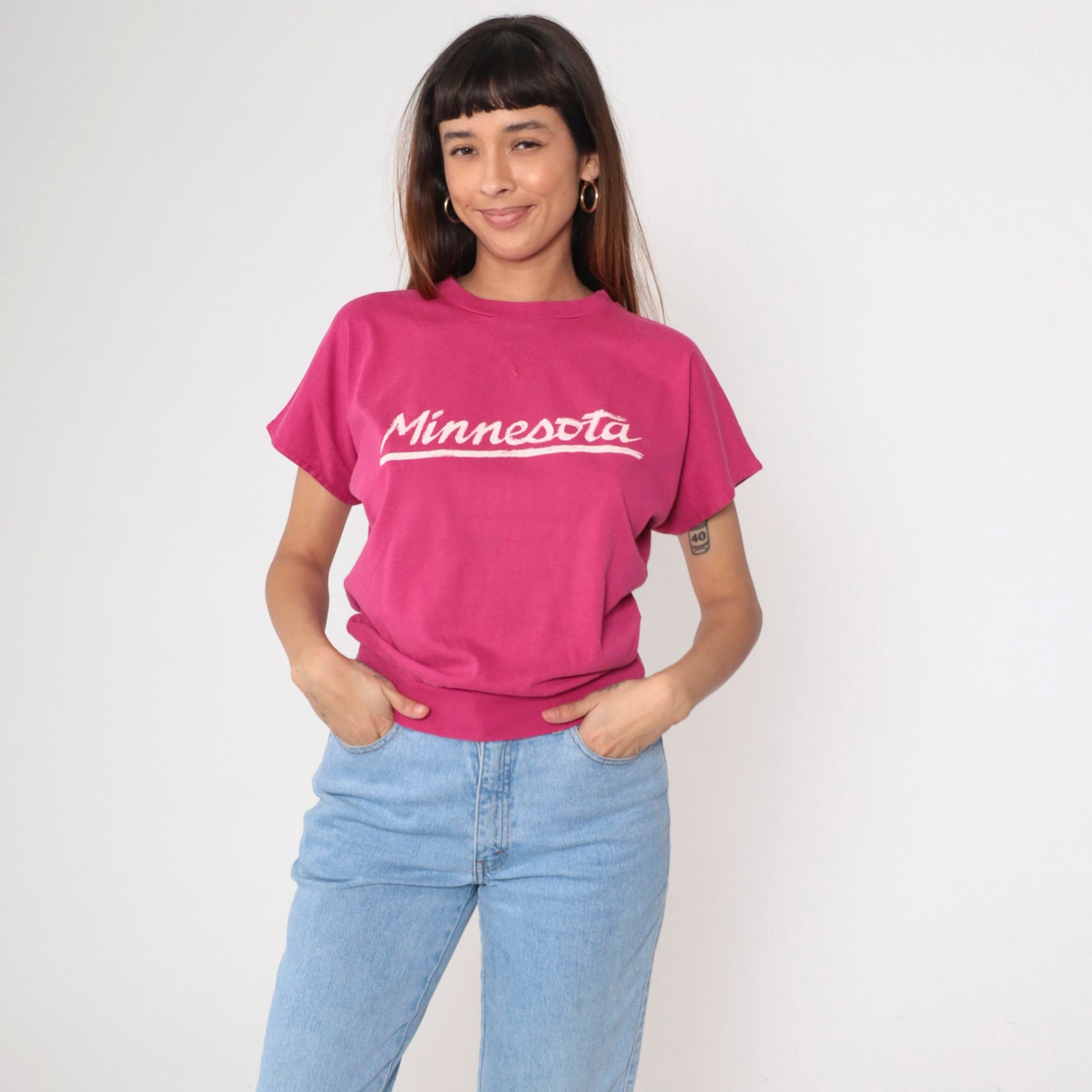 80s Minnesota Collegiate Pacific Graphic T-Shirt Hot Pink Small