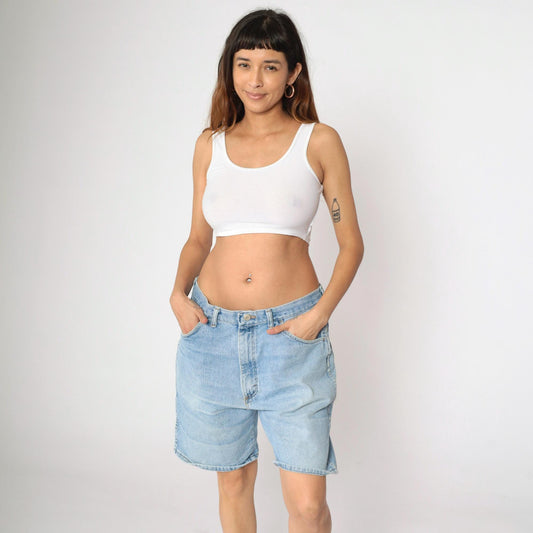 90s Wrangler High Rise Denim Shorts Blue Jean Men's 36