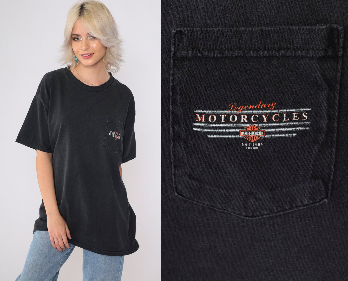 2002 Harley-Davidson Big Twin Aruba Graphic T-Shirt Black Y2K Extra Large XL